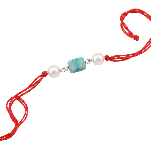 Amazonite & Pearl Rakhi (Project Handmade)