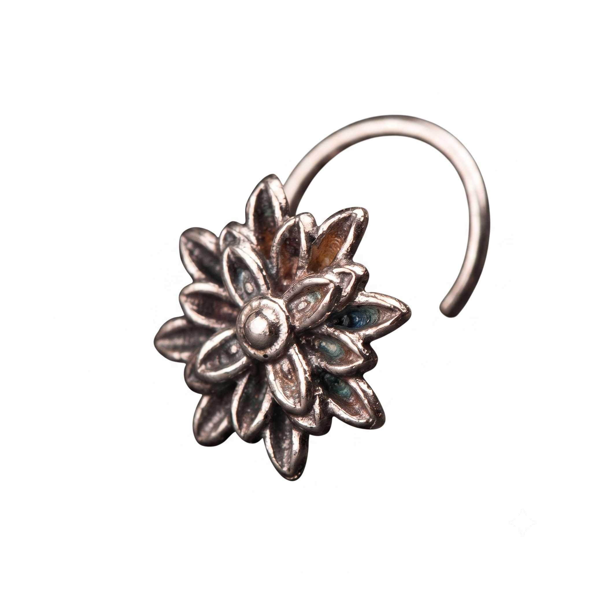 Handmade Silver Genda Nose pin (Pierced)