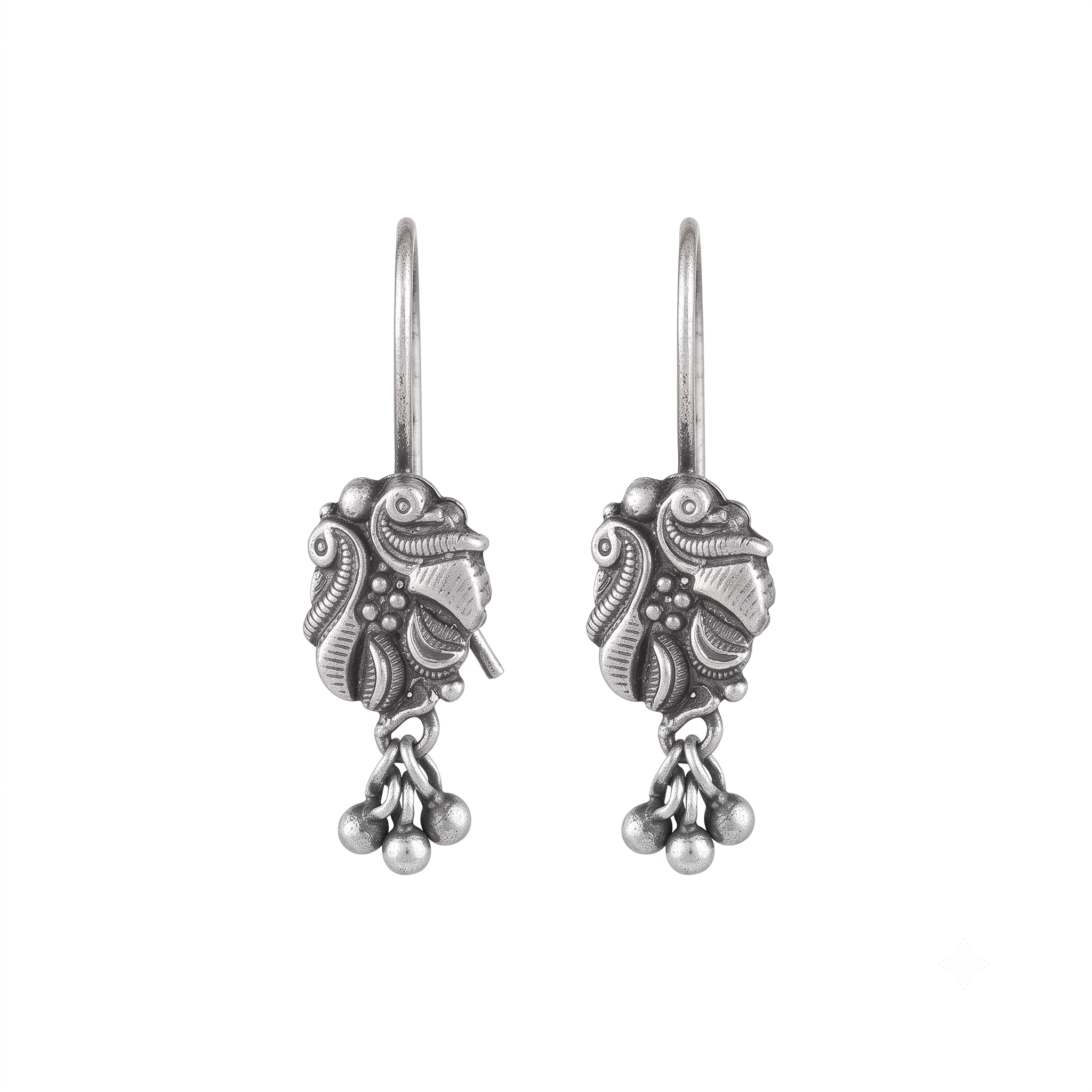 Silver Peacock Danglers