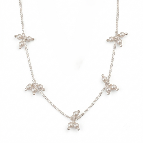 Silver Baby Necklace with Pearls