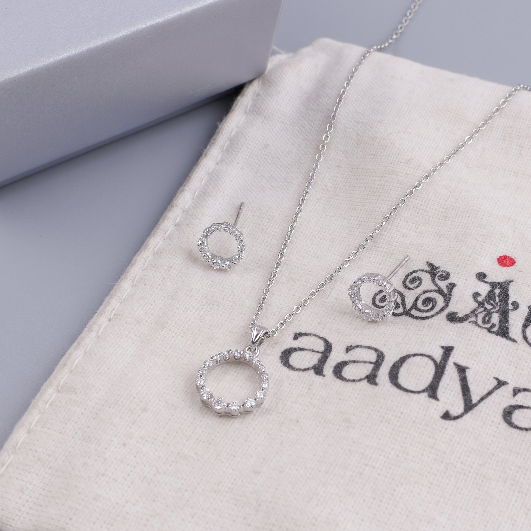 Silver CZ Circle Set
