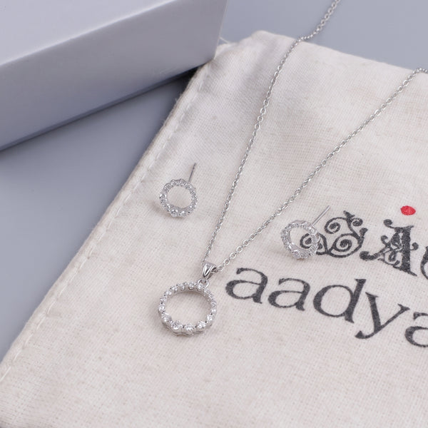 Silver CZ Circle Set