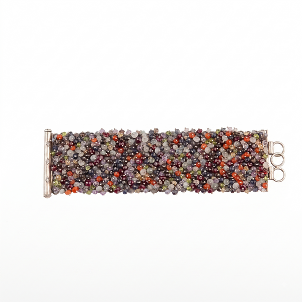 Silver Statement Bracelet with Multicolour Stones