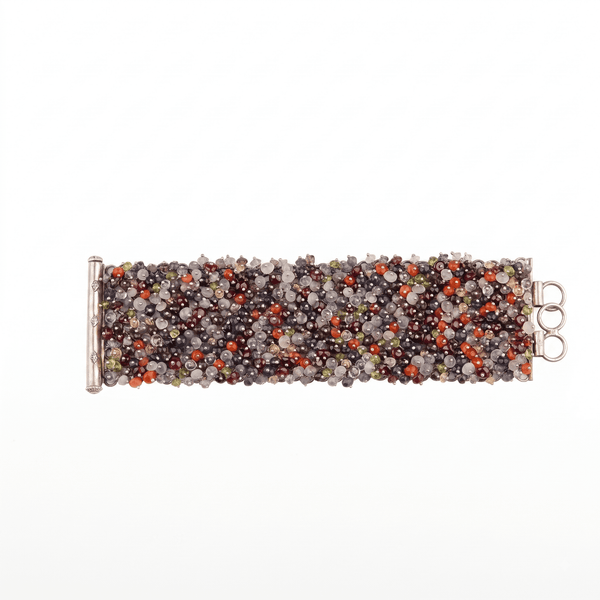 Silver Statement Bracelet with Multicolour Stones