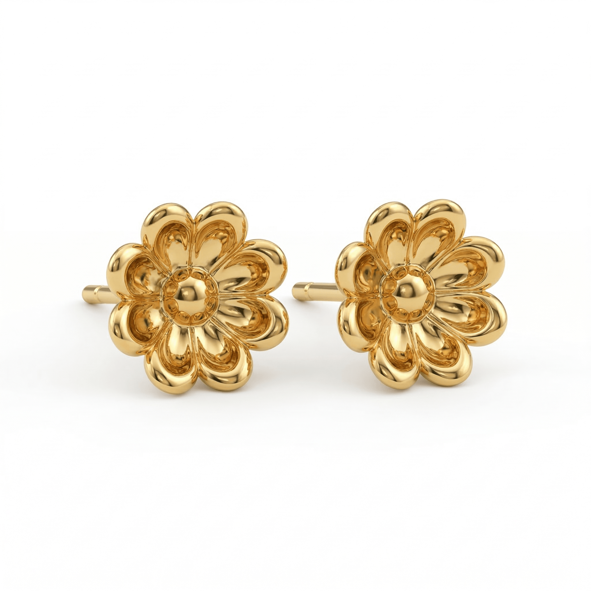 Gold flower stud earrings