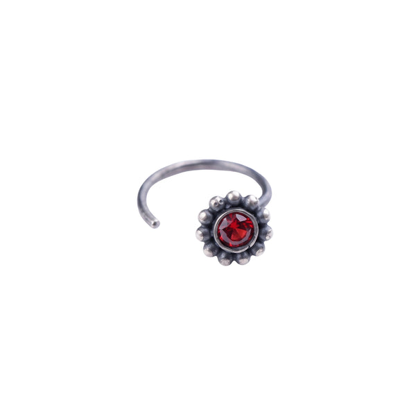 Silver Orange Stone Nose pin (Pierced)