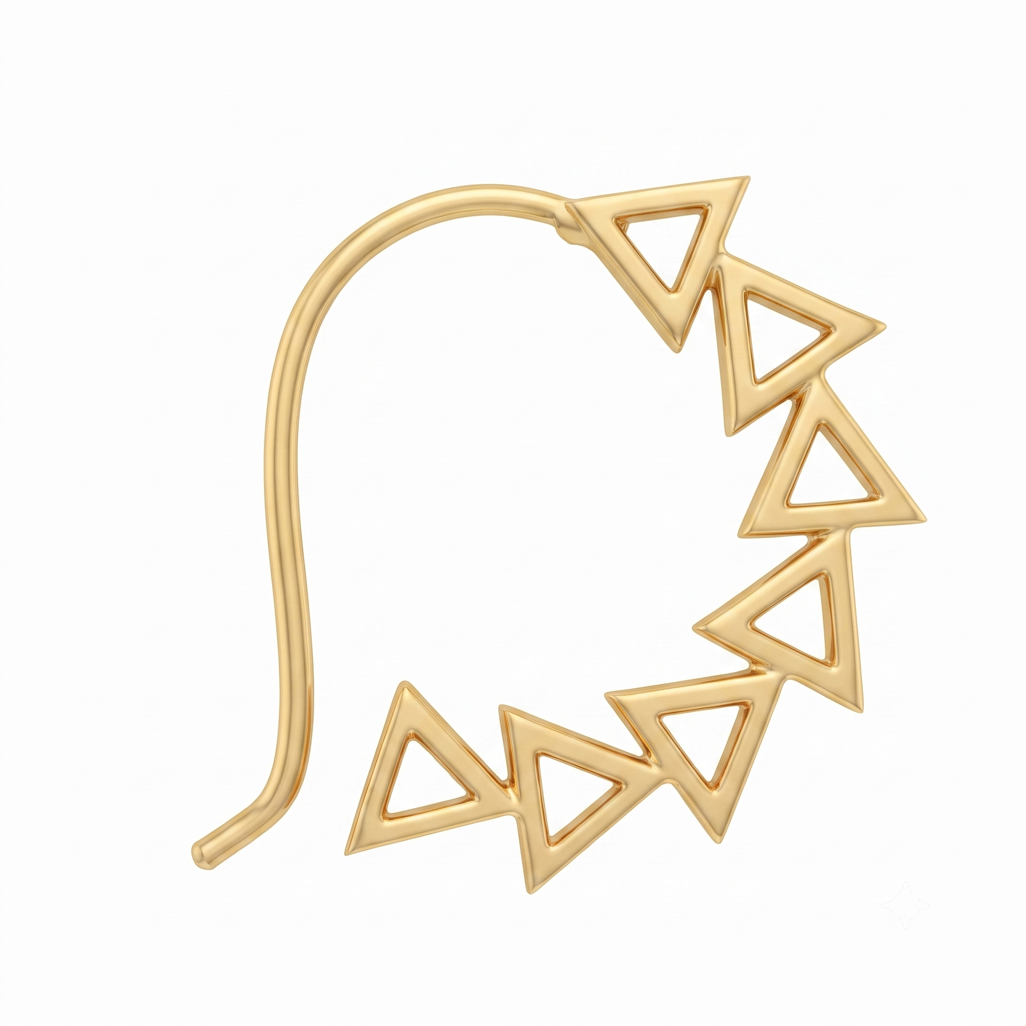 Triangle Line Nath (Left, Pierced) | 92.5 Silver | 22K Gold Plated