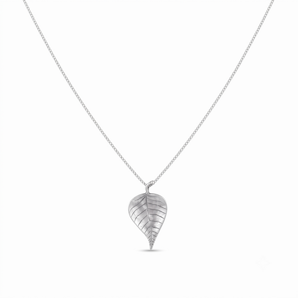 Peepal Silver Pendant without Chain: Big