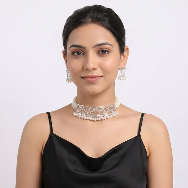 Pearl Vel Nakshi Choker Set (Made to Order)