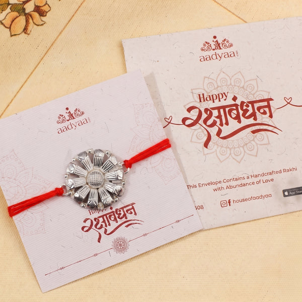Silver Flower Rakhi