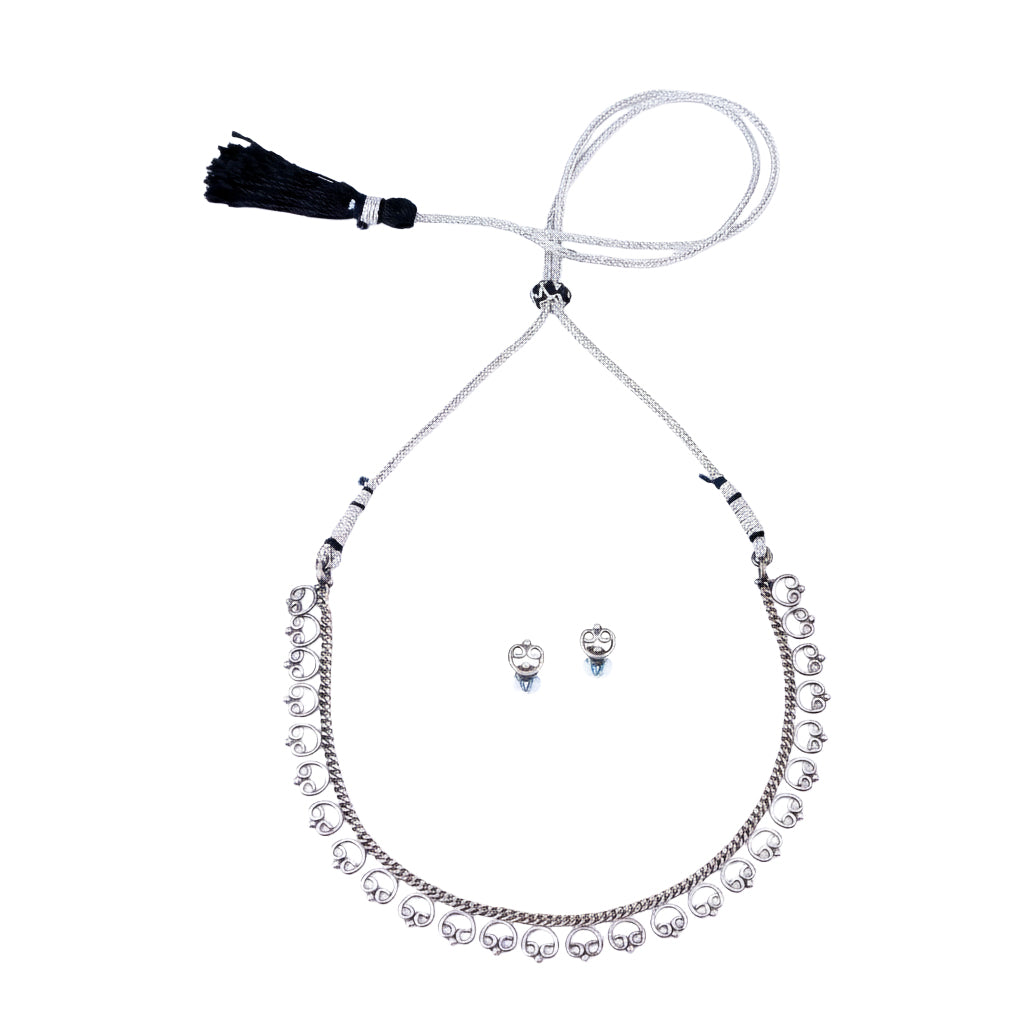 Oxidized Silver Delicate Gopadma Set