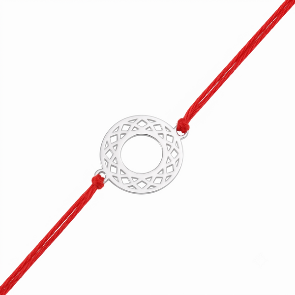 Silver Laser Cut Filigree Round Rakhi