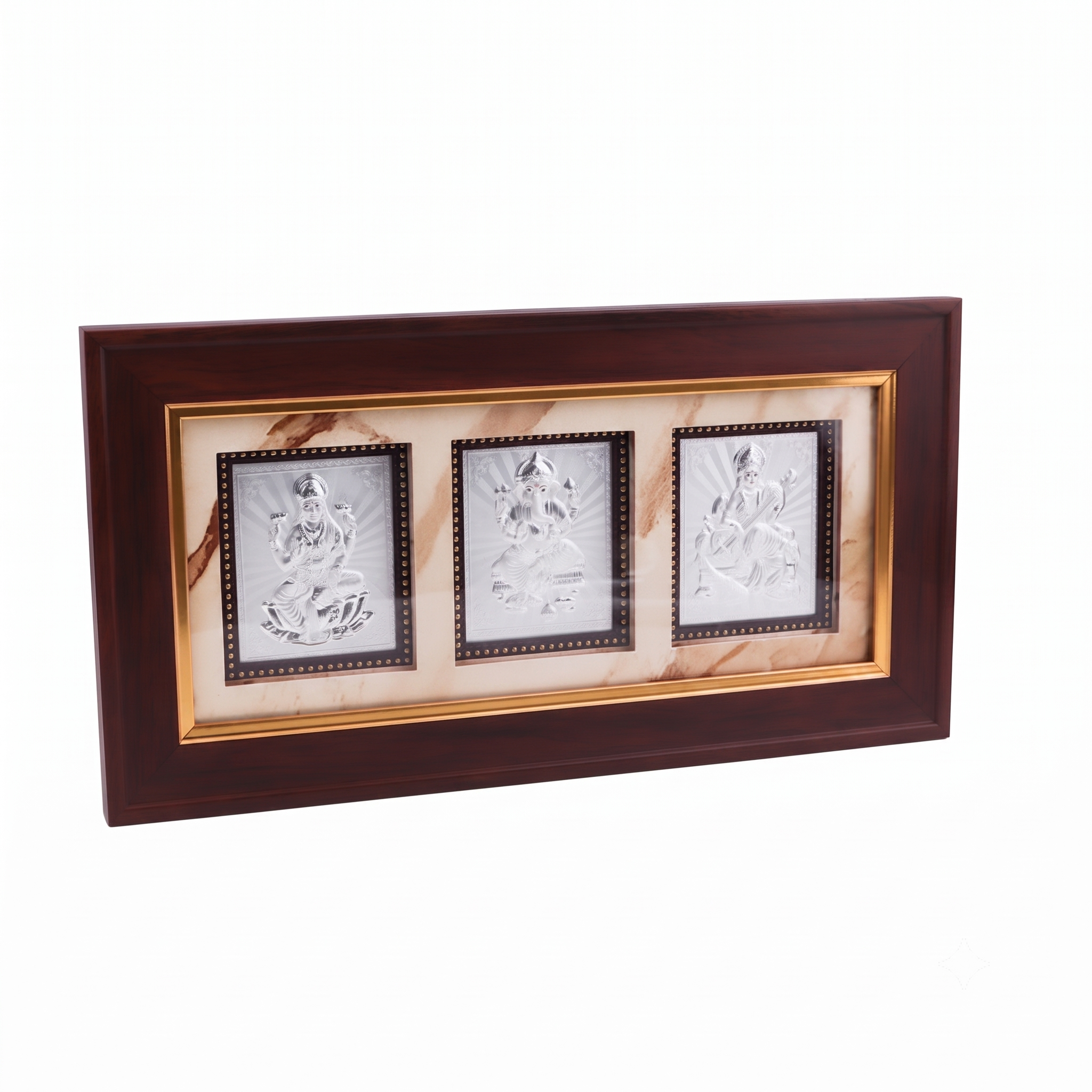 Silver Laxmi Ganpati Saraswati Frame (Big)