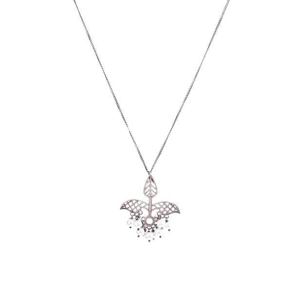 Silver leaf filigree oxidized necklace in 92.5 sterling silver
