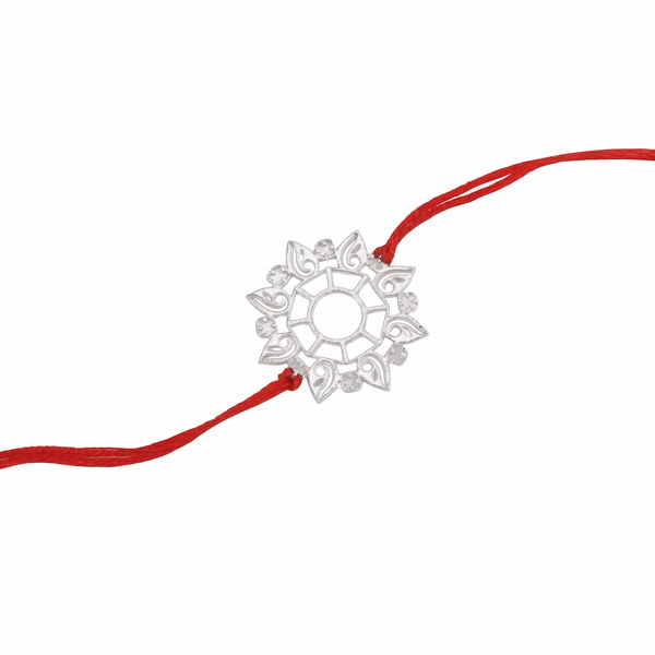 Silver Laser Cut Abstract Rakhi