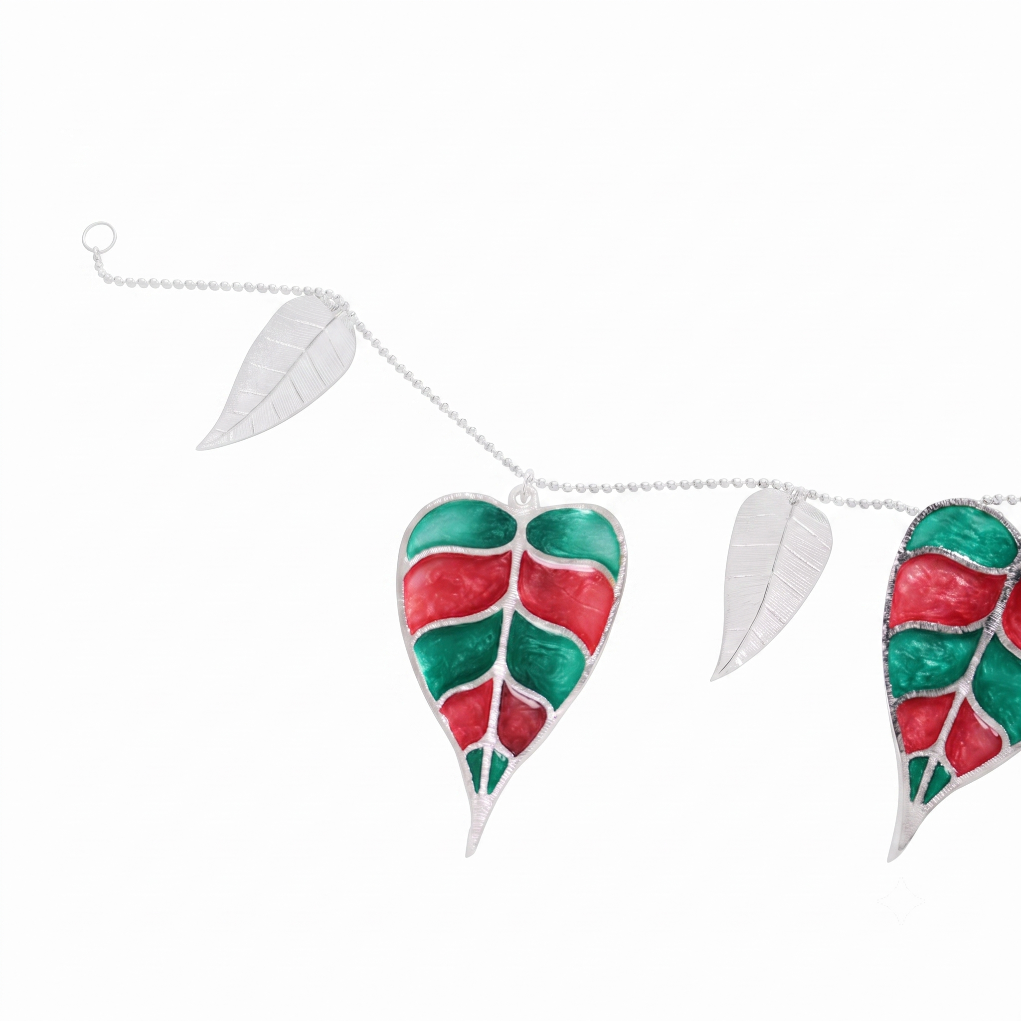 Silver Plated Toran (Red and Green Enamel)