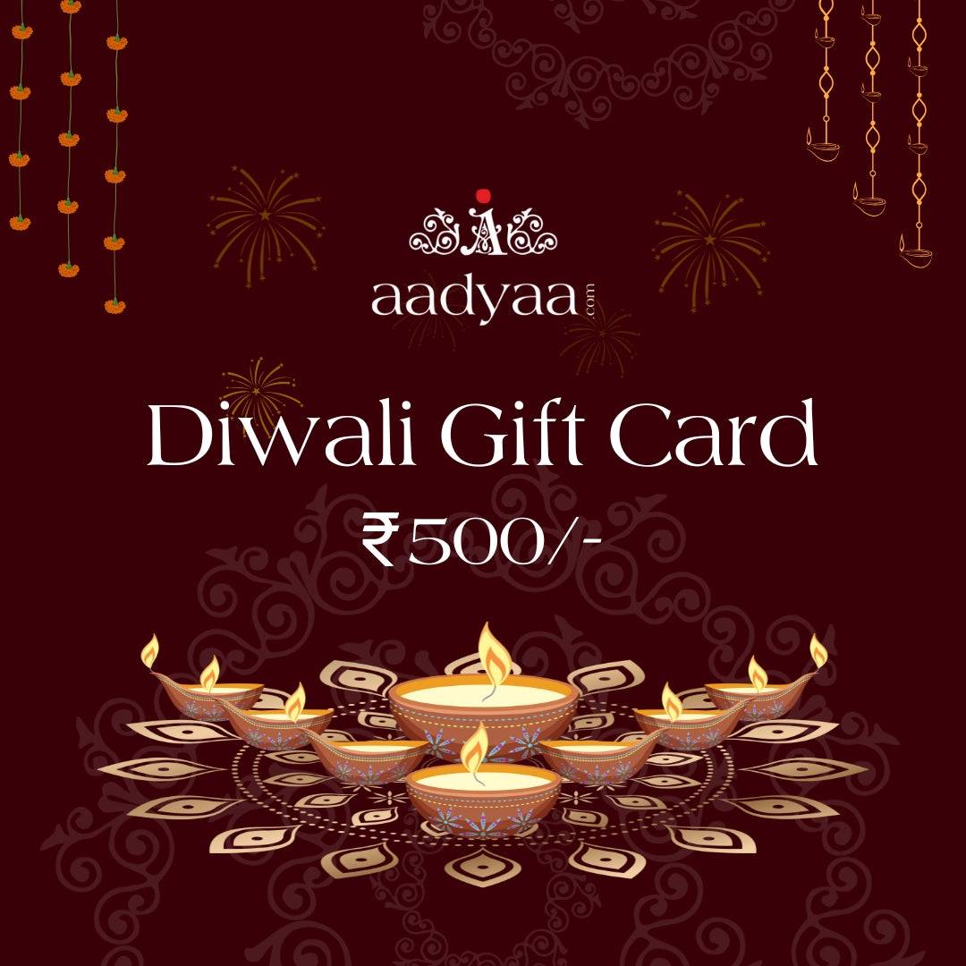 Diwali gift card with candles and fireworks