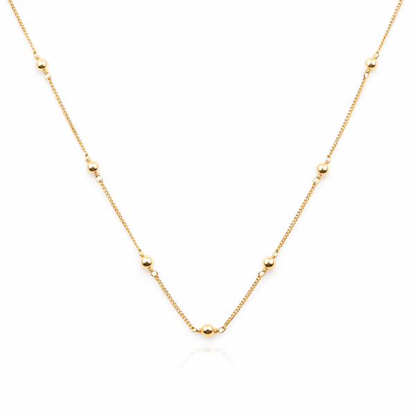 Gold beaded chain necklace