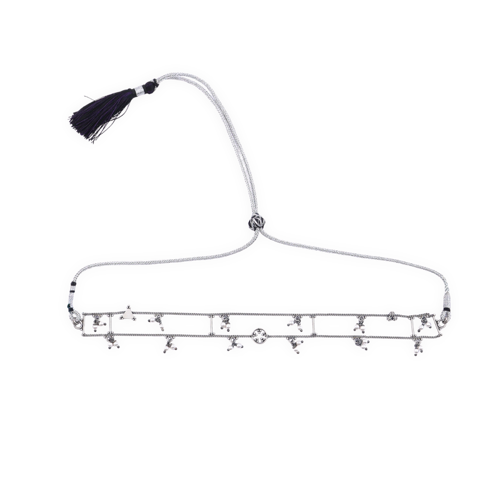 Silver Oxidized Multicharm Choker
