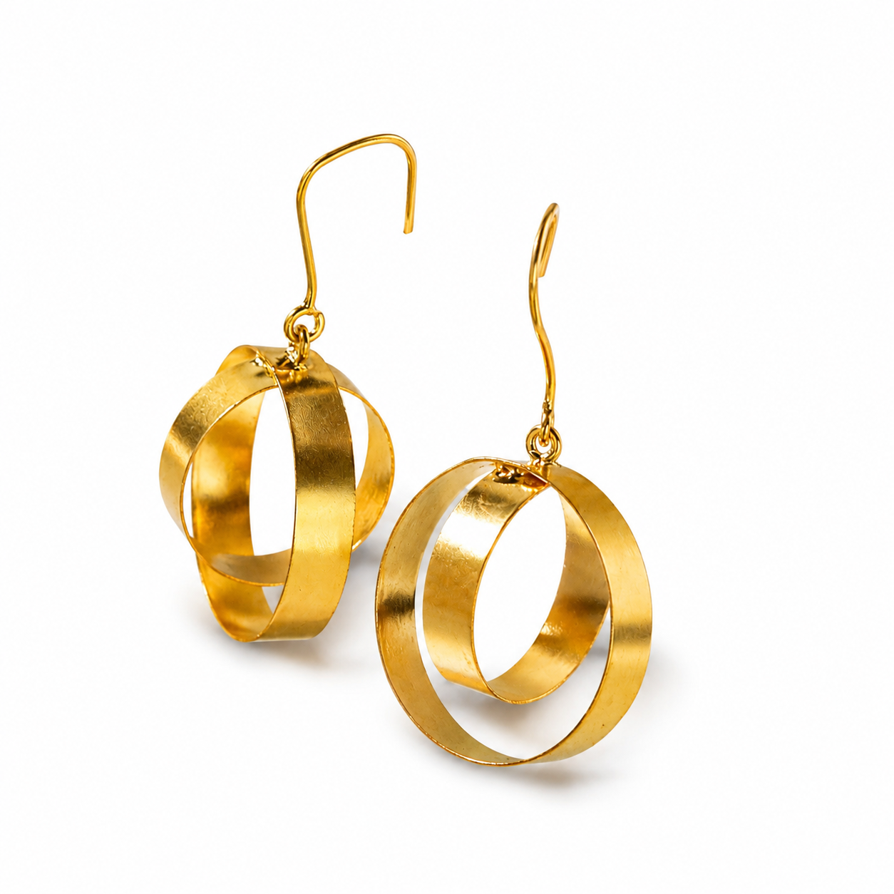 Hula Hoops - Fold Earrings| 92.5 Silver | 22K Gold Plated