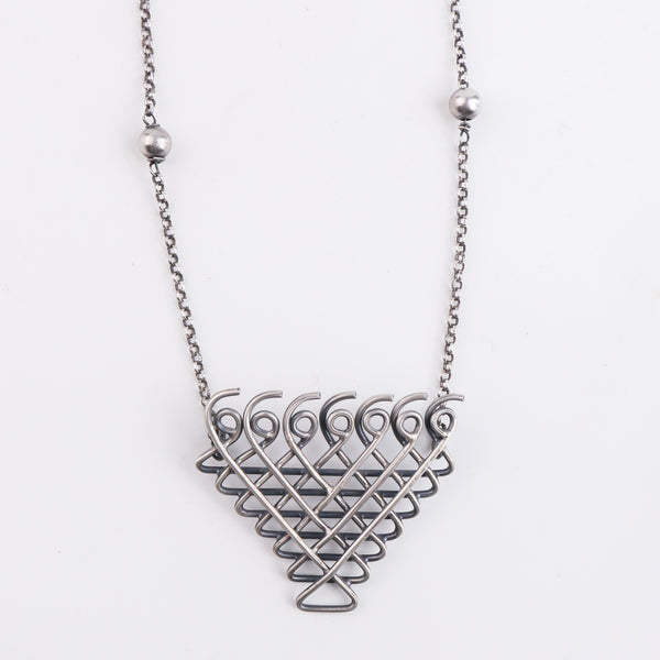 Silver Saraswati Necklace with Beads (Big)