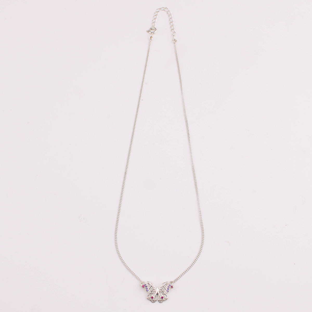 Silver butterfly charm necklace with chain