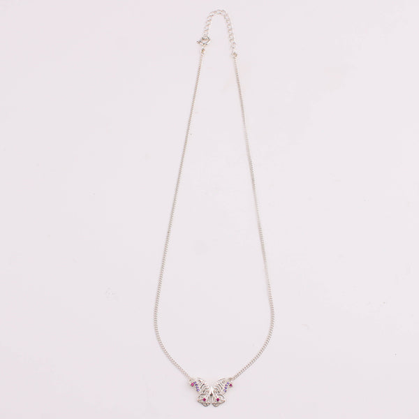 Silver butterfly charm necklace with chain