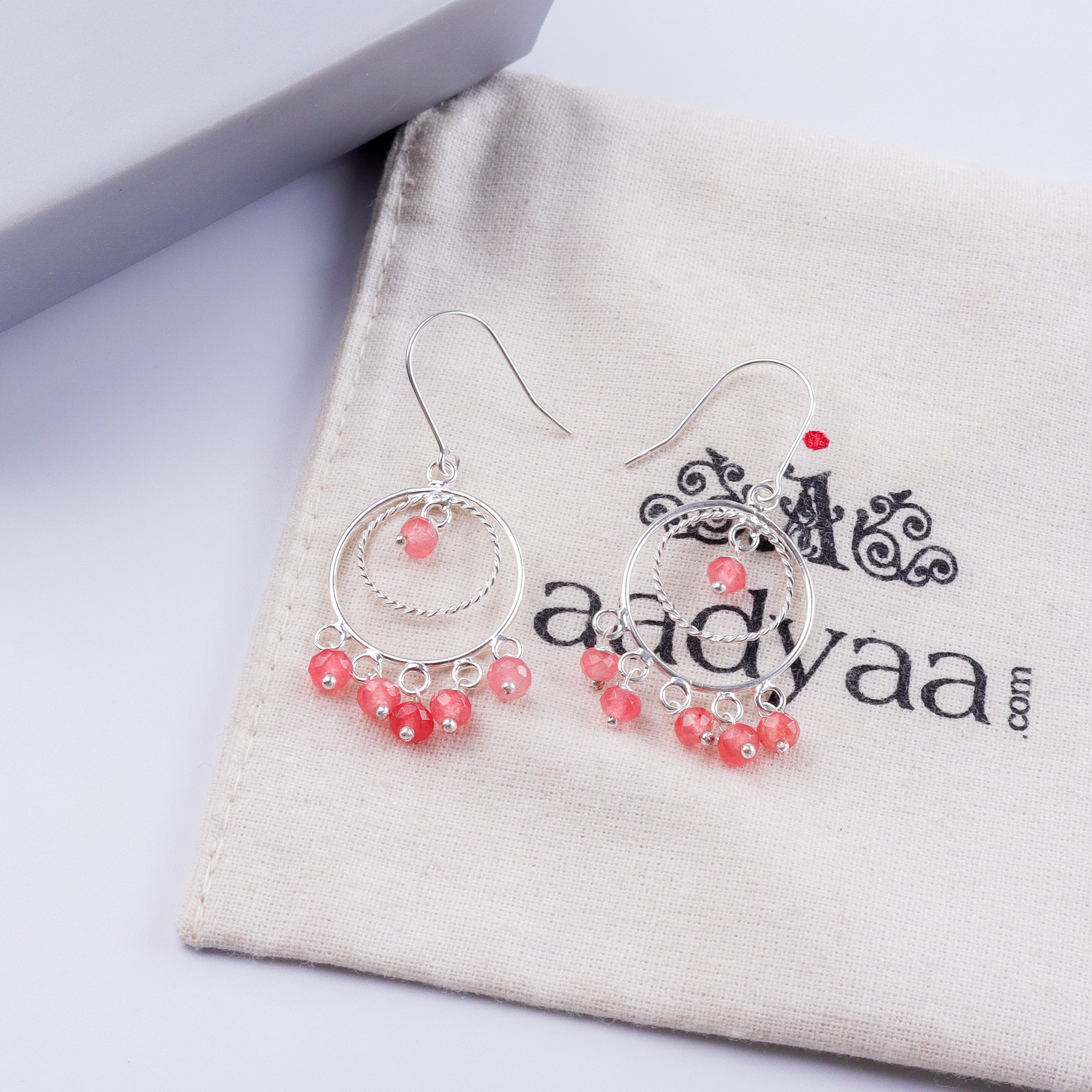Pink Sapphire Chandbali | 92.5 silver earrings | size : small