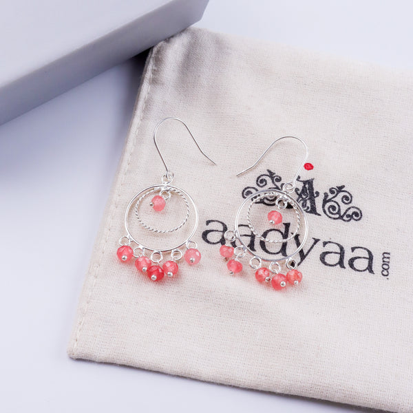 Pink Sapphire Chandbali | 92.5 silver earrings | size : small
