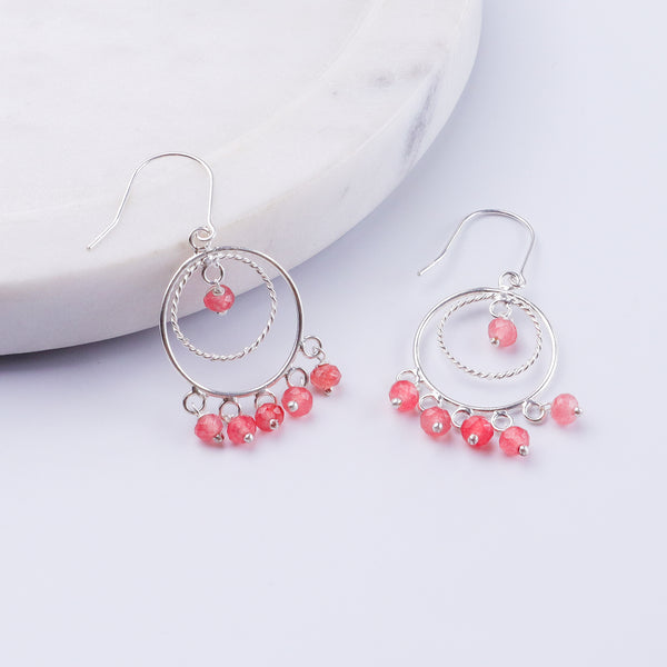 Pink Sapphire Chandbali | 92.5 silver earrings | size : small