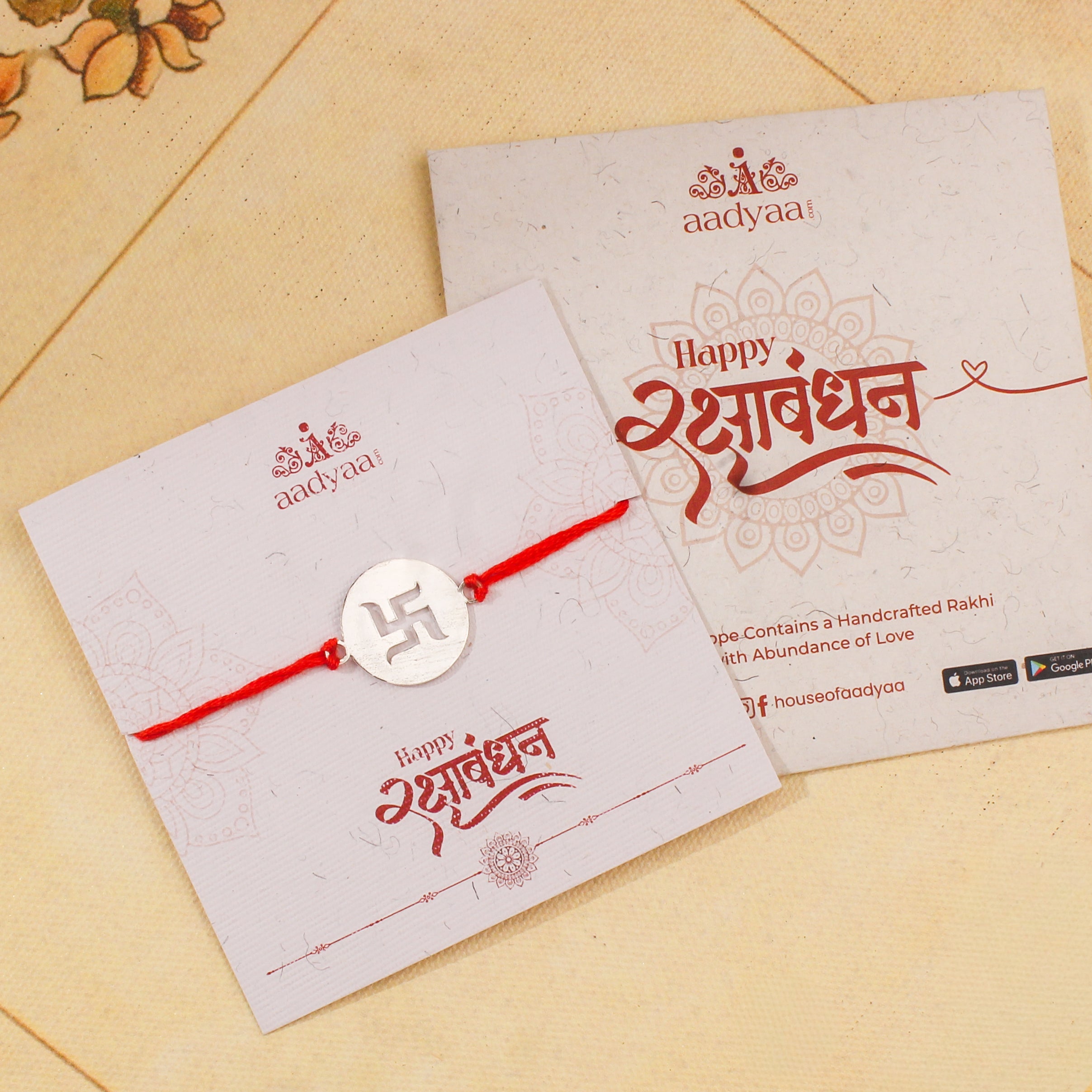 Handcrafted Silver Rakhi: Swastik