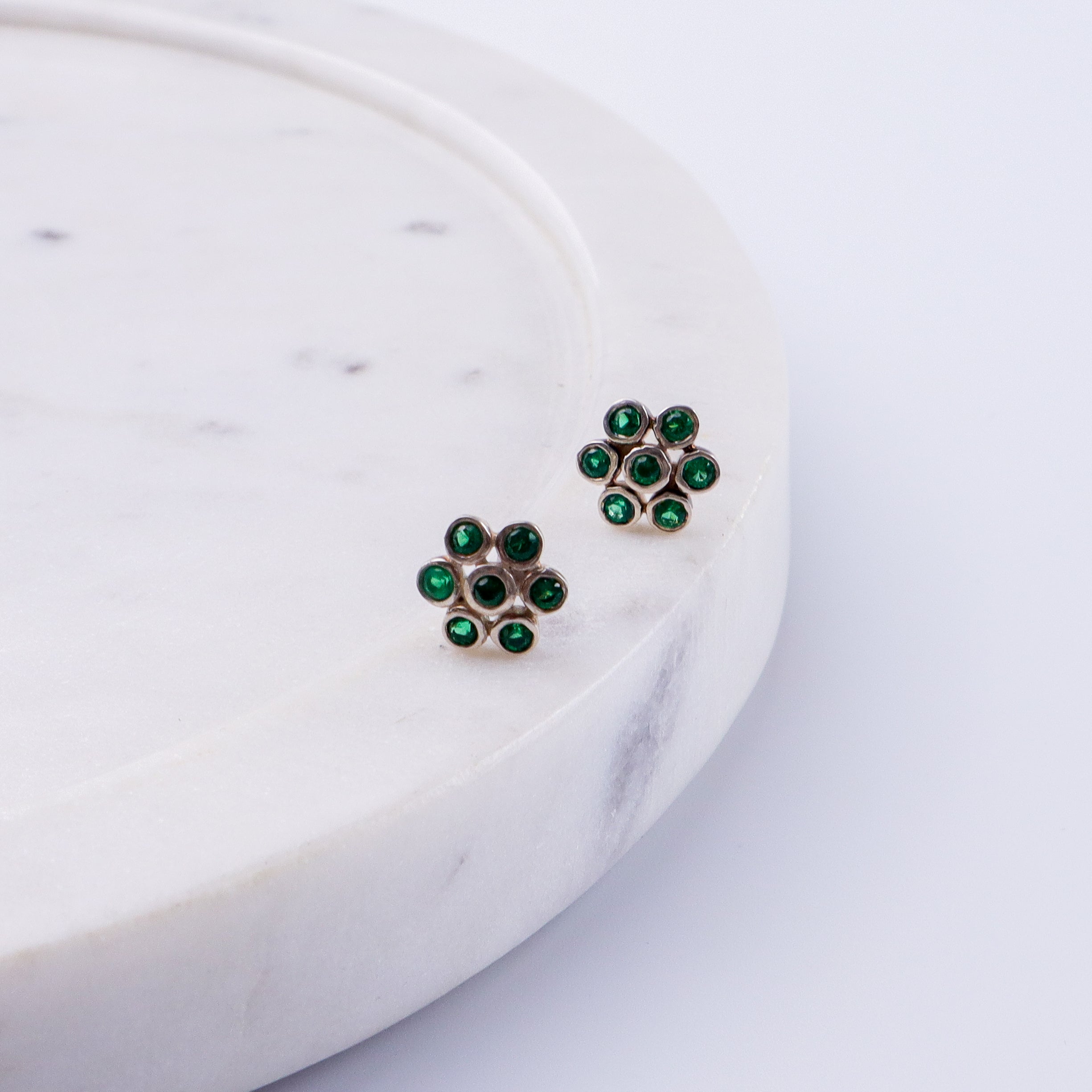 Silver Zircon Green Kudi (Setting) | CZ | 92.5 Silver