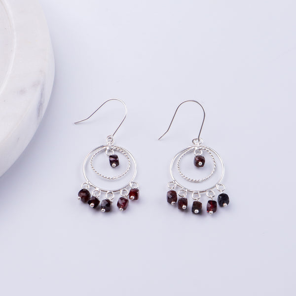 Garnet Chandbali | 92.5 silver earrings | size : small