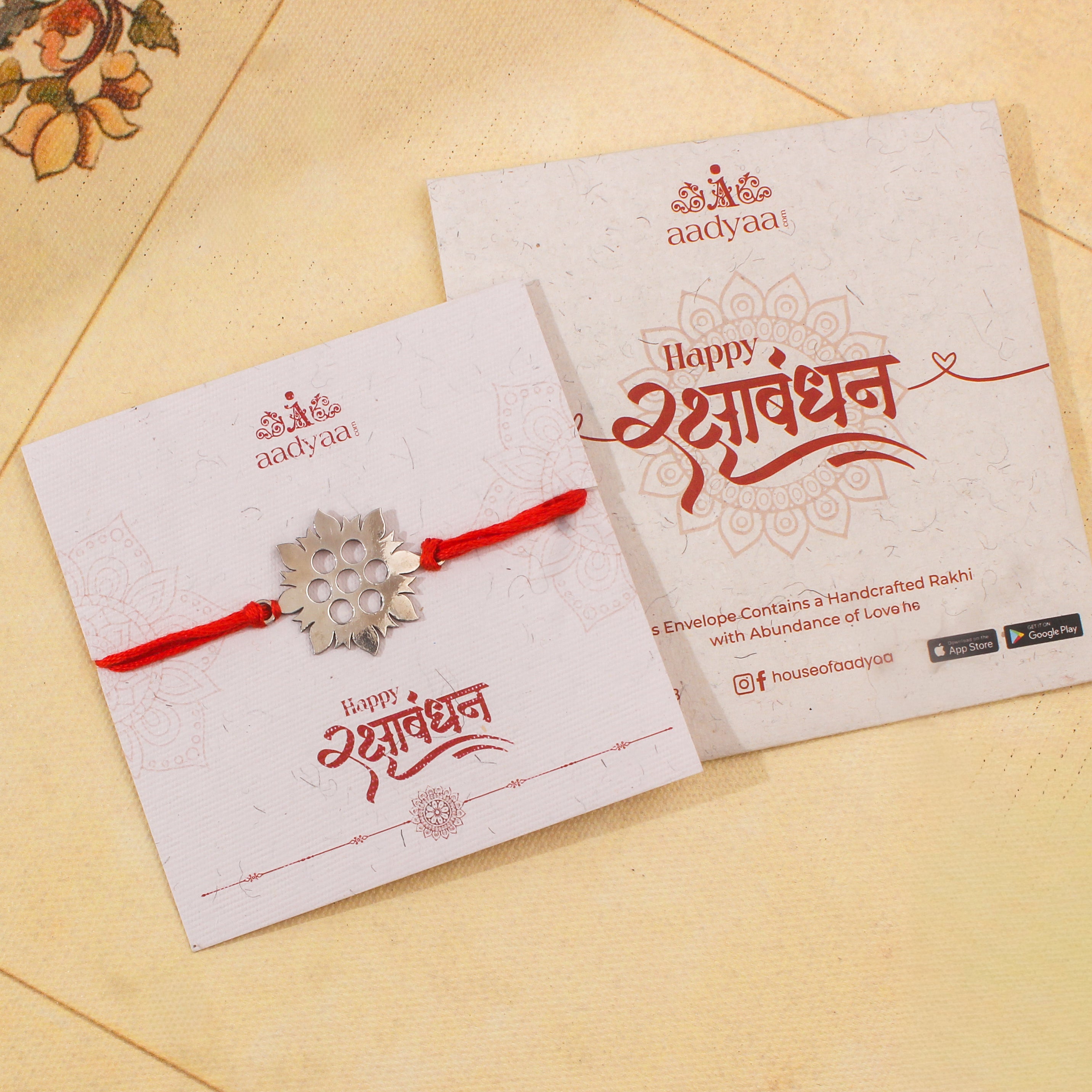 Silver Laser cut Rakhi