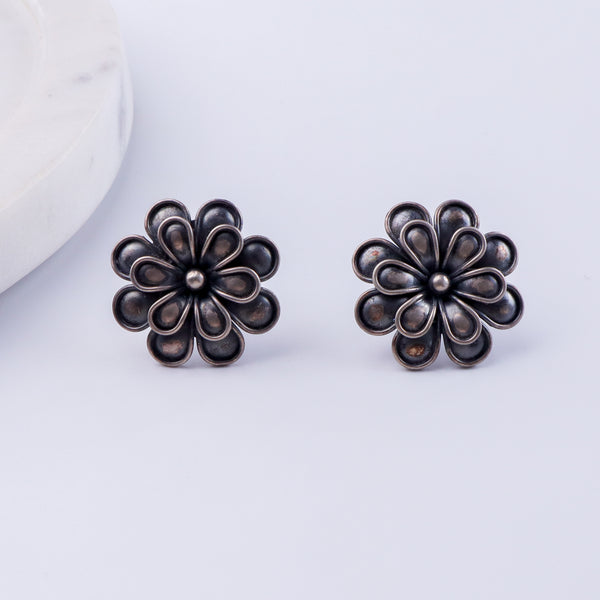 Handcrafted Flower Studs Earring | 92.5 Silver