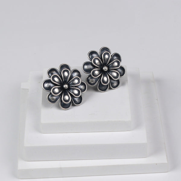 Handcrafted Flower Studs Earring | 92.5 Silver