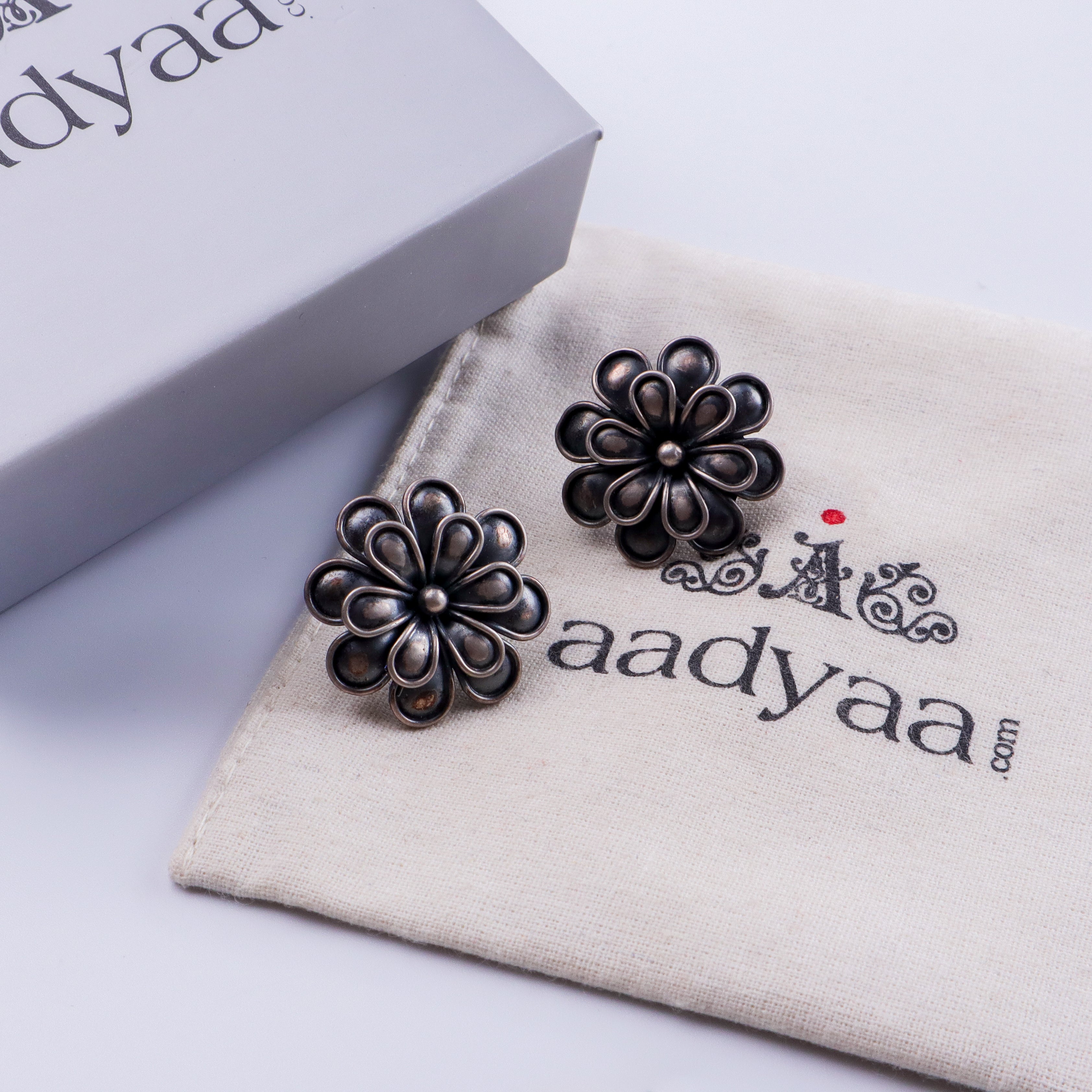 Handcrafted Flower Studs Earring | 92.5 Silver