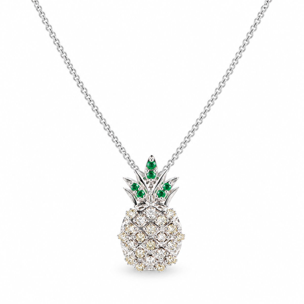 Pineapple CZ Fruit-Charm Necklace