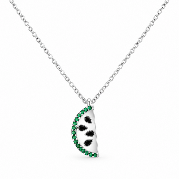 Watermelon CZ Fruit-Charm Necklace