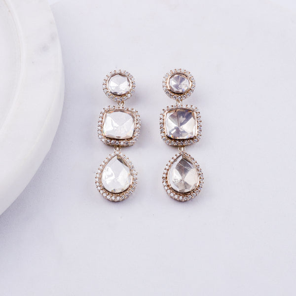 Statement Polki Silver Earring (Moissanite)