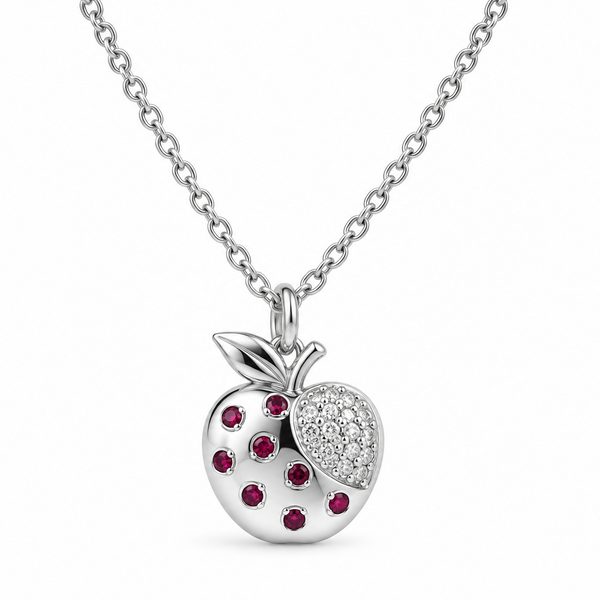 Apple CZ Fruit-Charm Necklace