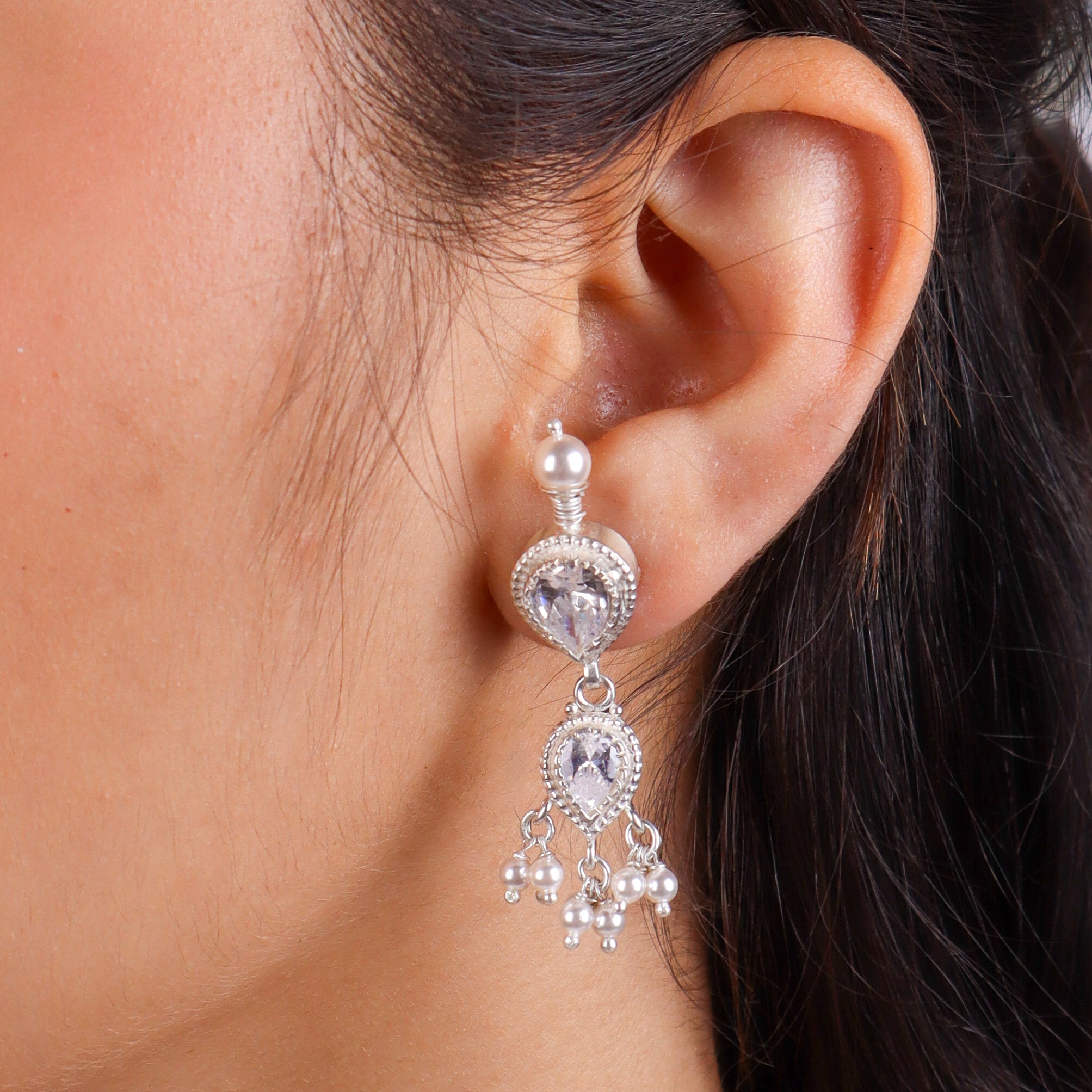 Silver CZ Tanmani Set with Labradorite