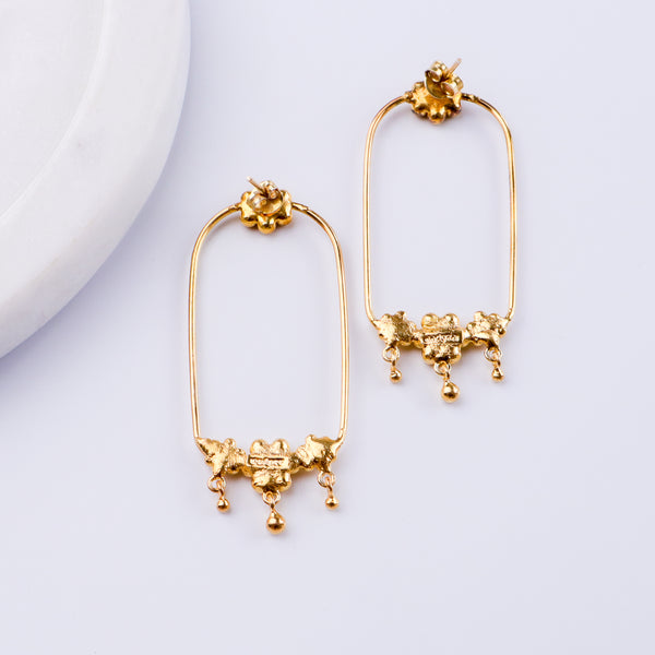 Kudi Chandbali Earring | 92.5 Silver | 22K Gold Plated | size : large