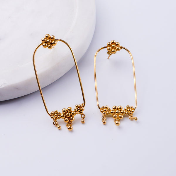 Kudi Chandbali Earring | 92.5 Silver | 22K Gold Plated | size : large