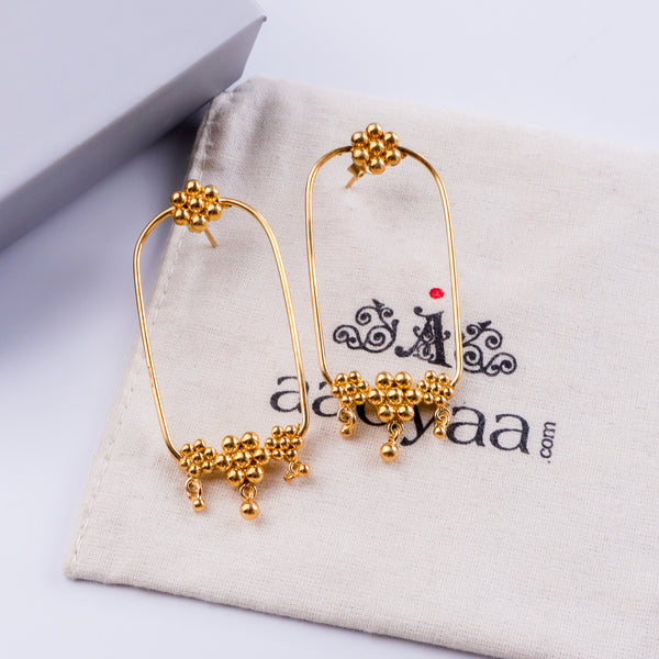 Kudi Chandbali Earring | 92.5 Silver | 22K Gold Plated | size : large