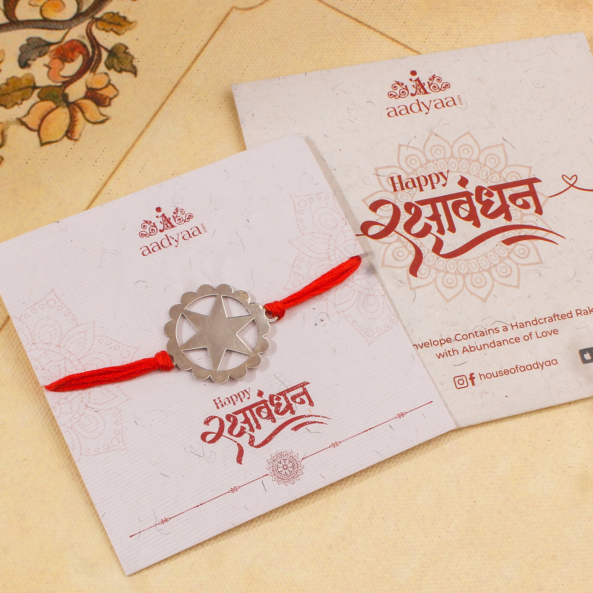 Silver Laser cut Star Rakhi: Big