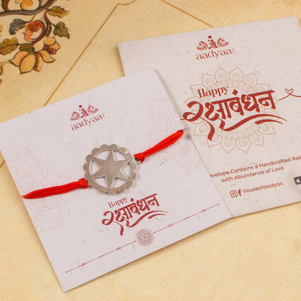 Silver Laser cut Star Rakhi: Big