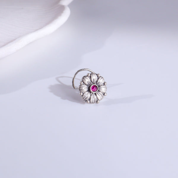Red Stone Nose Pin | 92.5 Sterling Silver