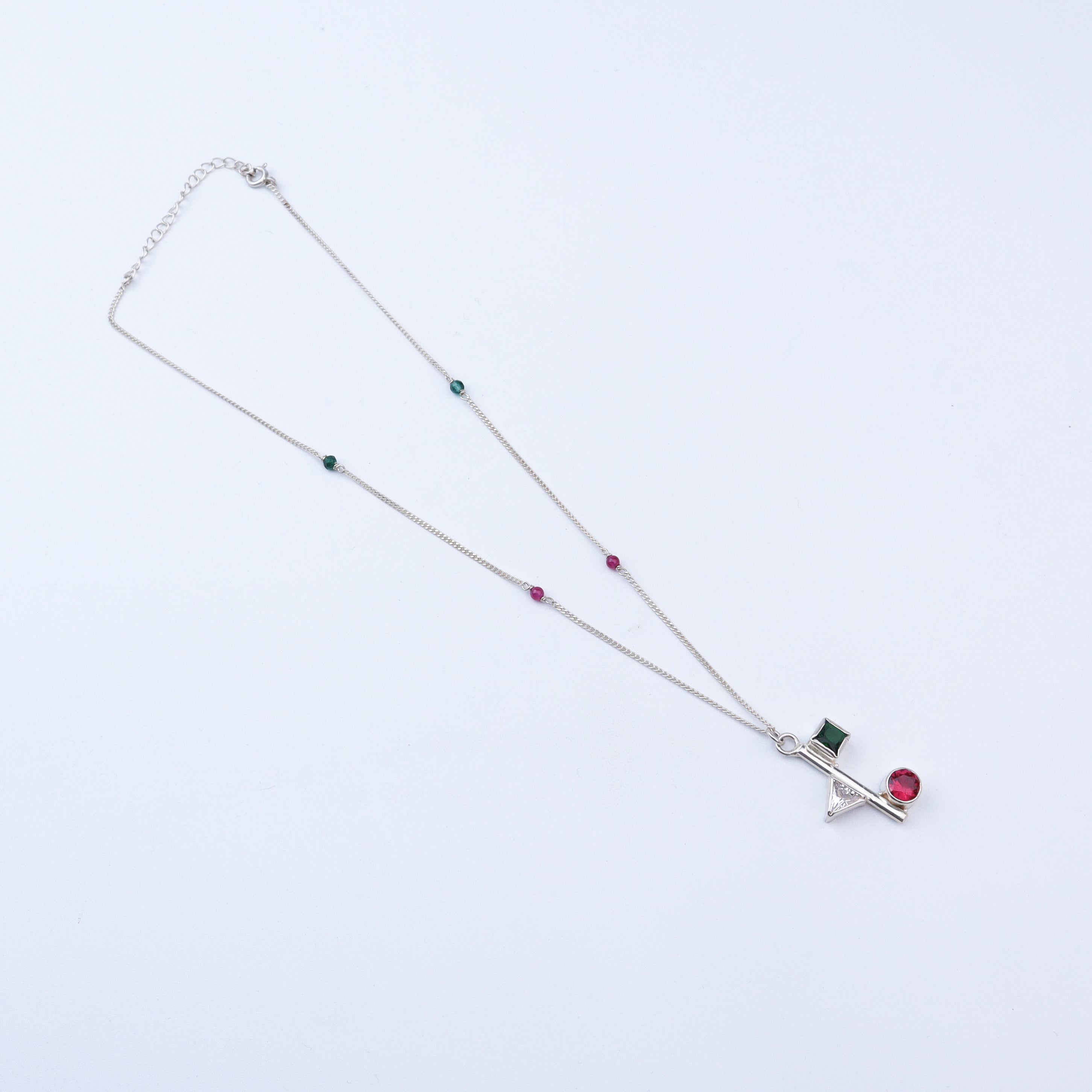 Silver Geometric Stones Necklace | CZ | 92.5 Silver