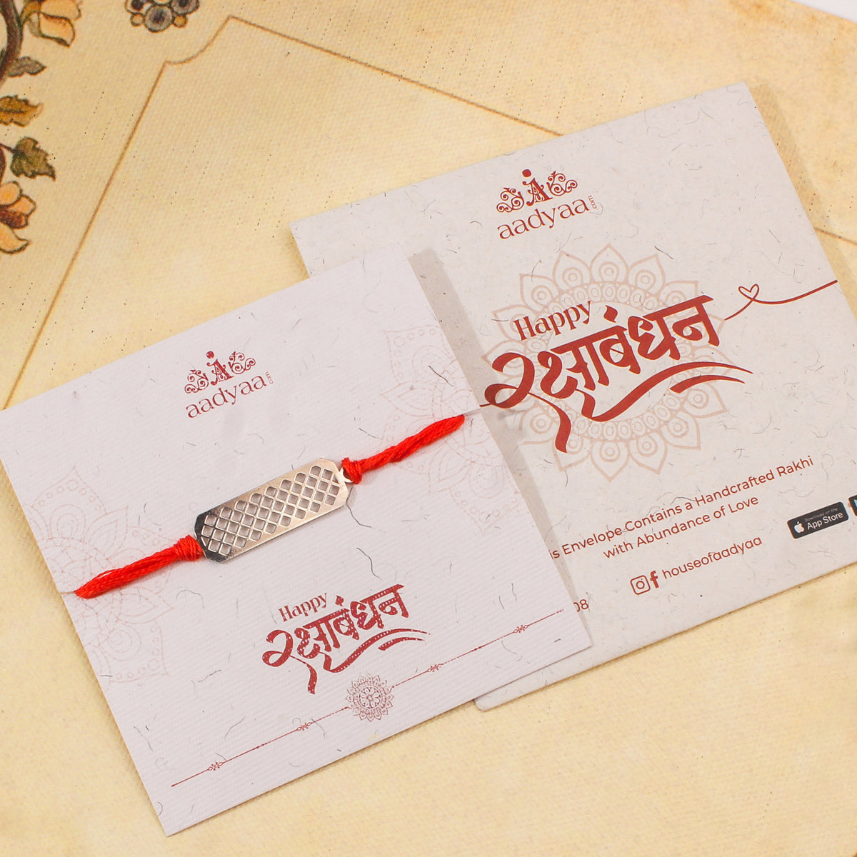 Silver Laser cut Rakhi